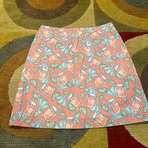 Vineyard Vines Squibby Cocktails Print Drink Tropical Pink Mini Skirt Women’s 4